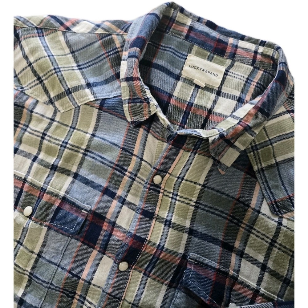Lucky Brand Pearl Snap Western Button Down LS Shirt Mens Size 2XL EUC